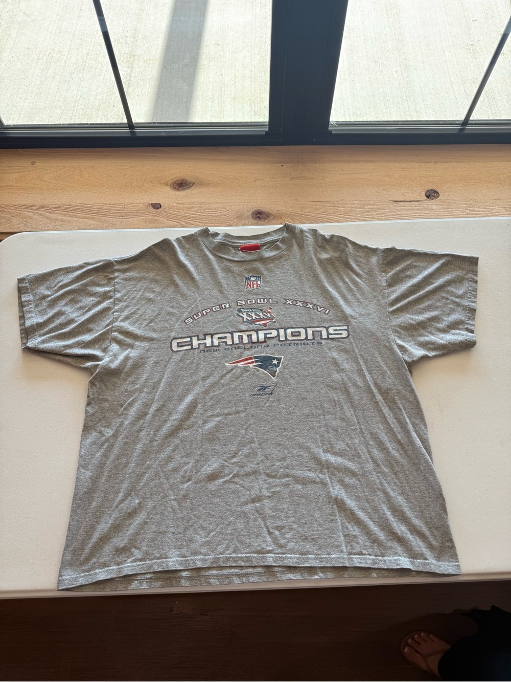 Reebok Gray New England Patriots Champions Graphic Tee Vintage! See Pictures